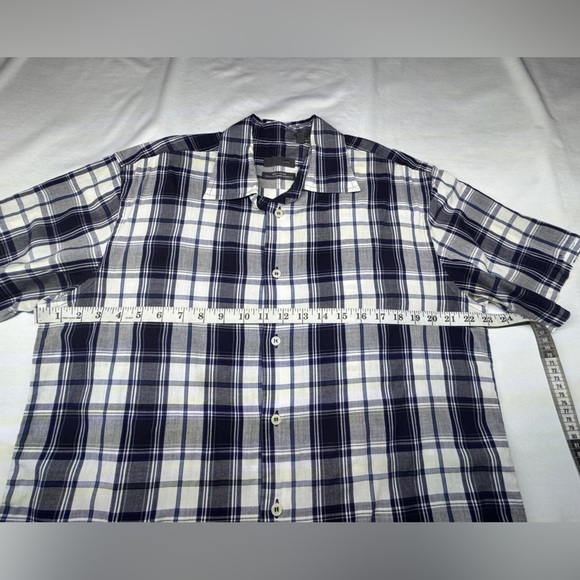 Zara Blue and White Plaid Cotton Casual Shirt Large - Picture 9 of 15